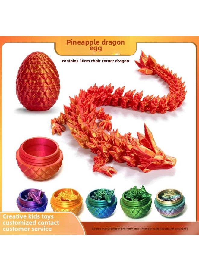 PineFor Apple Dragon Egg Explosions 3d Printing High-end Ornaments Creative Simulation Activities Can Be A Full Set Of Holiday Gifts Wholesale-Color:Bright Golden PineFor Apple Dragon Egg Horned Dragon  - Image 1