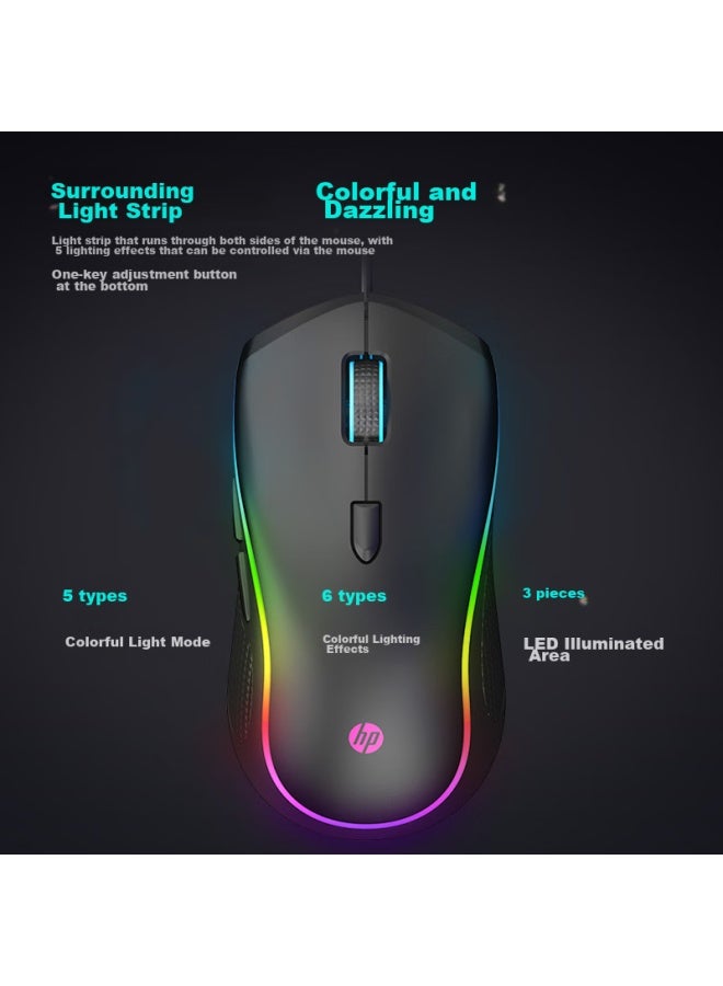 Hp G1 ماوس سلكي، ماوس ألعاب للـ LoL و Pubg و CF و League Of Legends، إضاءة RGB، ماوس رياضات إلكترونية، برمجة ماكرو، مكتب، لابتوب، ماوس كمبيوتر مكتبي - Image 3