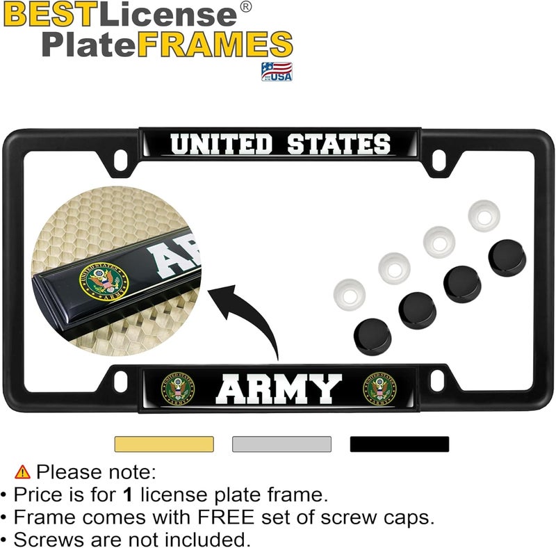 BestLicensePlateFrames United States Army Domed Custom-Made Personalized Narrow Top Metal License Plate Frame - Image 2