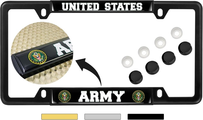 BestLicensePlateFrames United States Army Domed Custom-Made Personalized Narrow Top Metal License Plate Frame - Image 1
