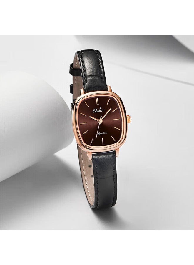 Ebohr Women's Watch, Kana Series Fashion Watch, White Gift For Women, Brown Dial Quartz Leather Strap Women's Watch 51653046, Gift For Girlfriend - Image 1