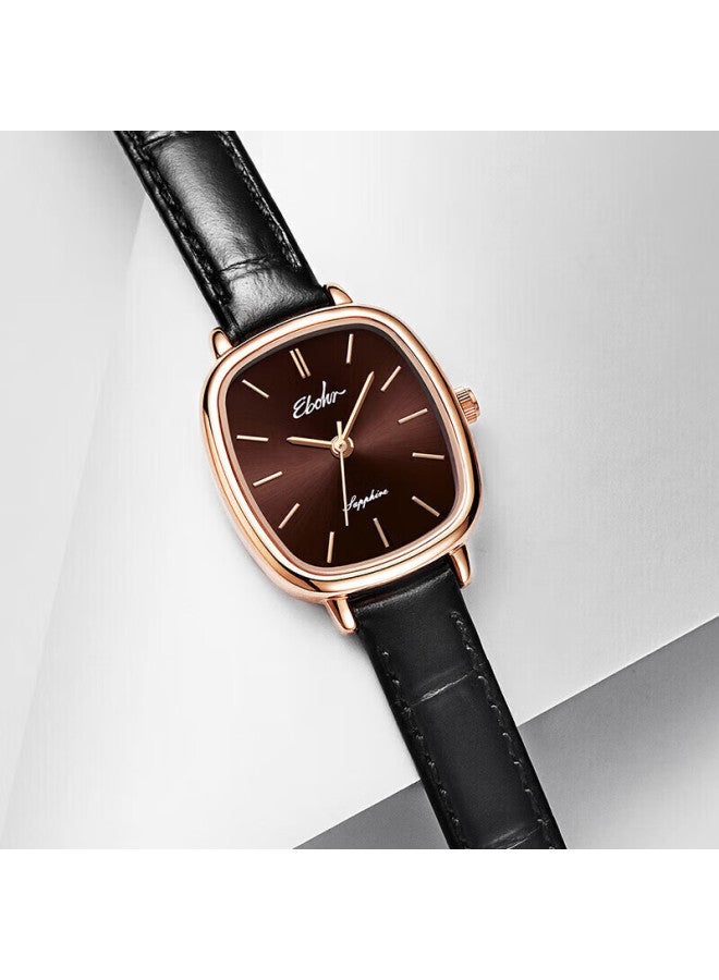 Ebohr Women's Watch, Kana Series Fashion Watch, White Gift For Women, Brown Dial Quartz Leather Strap Women's Watch 51653046, Gift For Girlfriend - Image 2