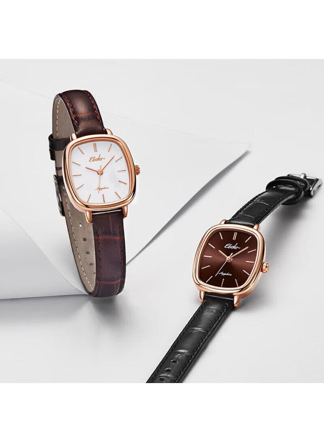 Ebohr Women's Watch, Kana Series Fashion Watch, White Gift For Women, Brown Dial Quartz Leather Strap Women's Watch 51653046, Gift For Girlfriend - Image 4