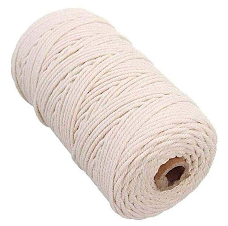 DIY Crafts Pack of 2 Pcs, Off White, Durable 4mm Cotton Macrame Rope Natural Beige Twisted Cord Artisan Cord Rope H (Pack of 2 Pcs, Off White) - Image 1