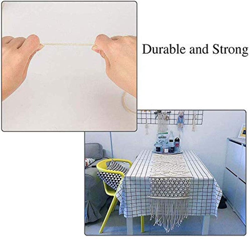 DIY Crafts Pack of 2 Pcs, Off White, Durable 4mm Cotton Macrame Rope Natural Beige Twisted Cord Artisan Cord Rope H (Pack of 2 Pcs, Off White) - Image 4
