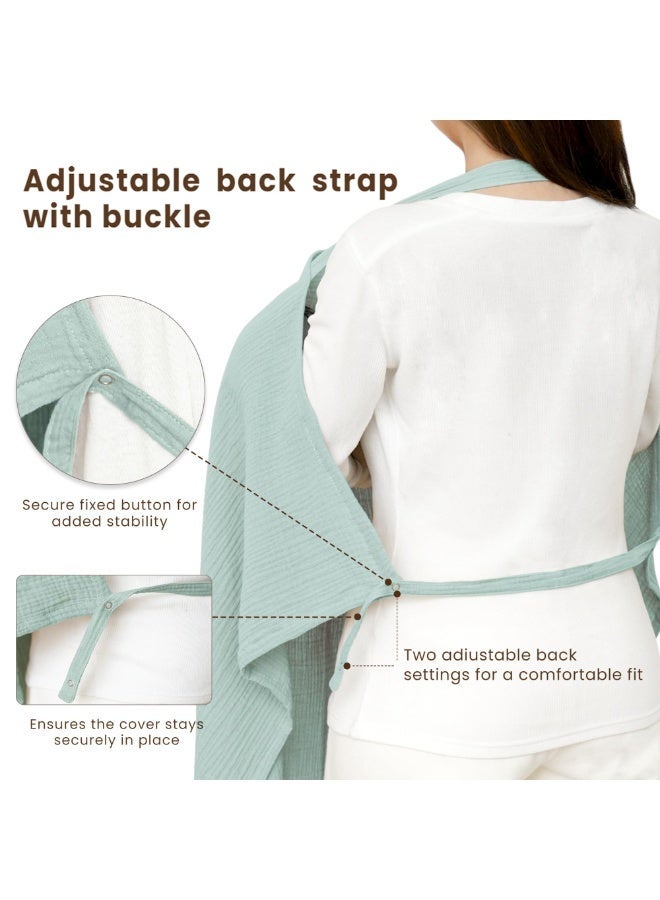 Konssy Muslin Nursing Cover for Baby Breastfeeding, Breathable 100% Cotton Breastfeeding Cover with Rigid Hoop for Mother Nursing Apron, Multi-use Carseat Canopy (Light Green) (BRJ08) - Image 3