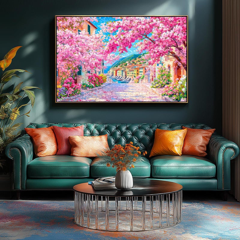 Blueforest Cinque Terre Cherry Blossom Street 1000 Piece Puzzle for Adults, Fun Spring Puzzles for Adults 1000 Pieces with HD Print & Poster, 27.5 X 19.7 Dust Free, for Gifts Halloween Christmas Family Games - Image 4