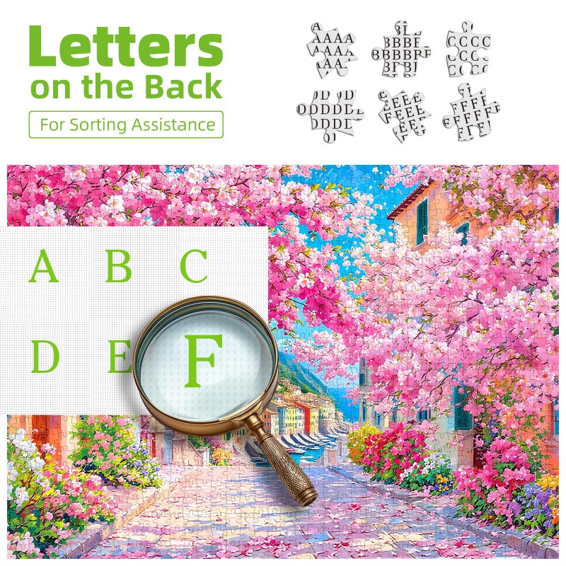 Blueforest Cinque Terre Cherry Blossom Street 1000 Piece Puzzle for Adults, Fun Spring Puzzles for Adults 1000 Pieces with HD Print & Poster, 27.5 X 19.7 Dust Free, for Gifts Halloween Christmas Family Games - Image 3