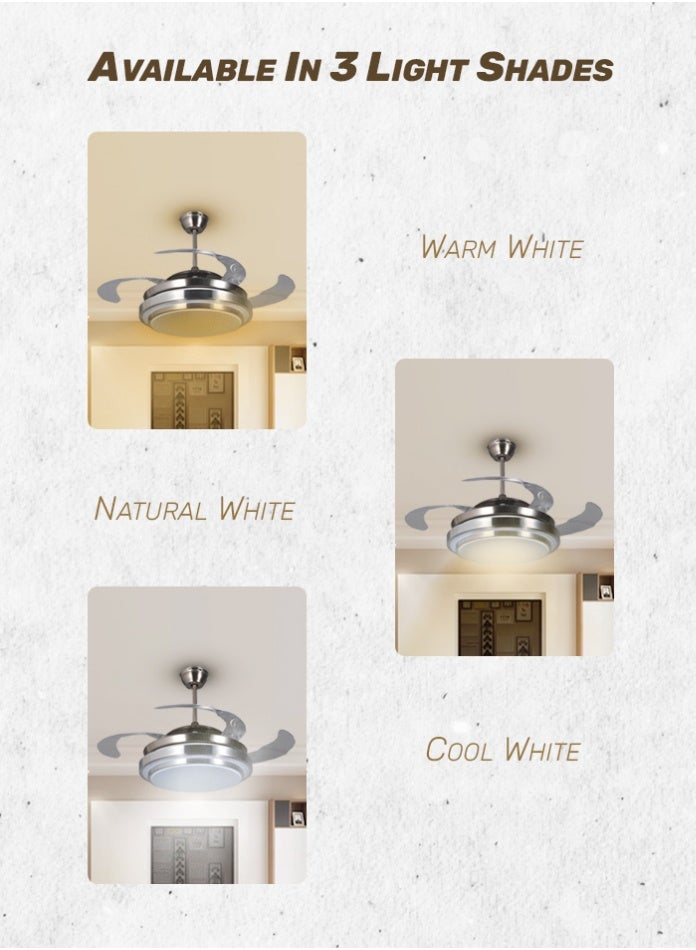 مروحة سقف ضوء 475x200mm 3 ألوان LED 6 سرعات التحكم عن بعد إضاءة ديكورية داخلية لغرفة المعيشة غرفة النوم توفير الطاقة الراحة - Image 4