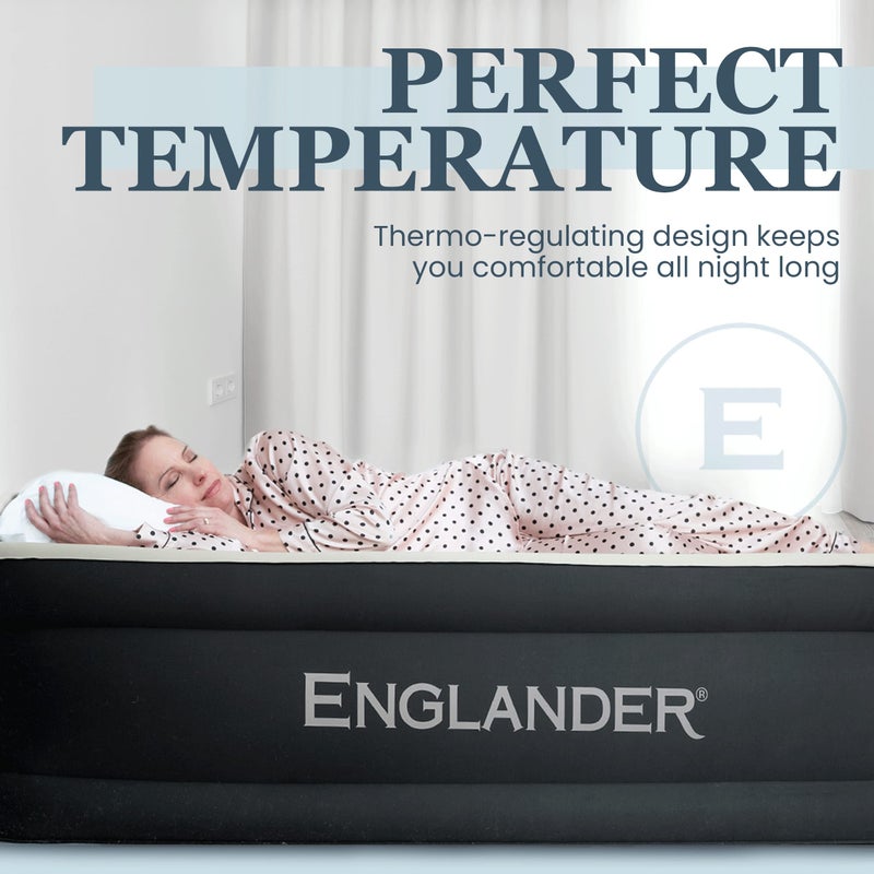 Englander Twin Air Mattress - Double High, 300 LB Capacity Luxury Camping Mattress with Built-in Pump, Waterproof and Microfiber - Image 5