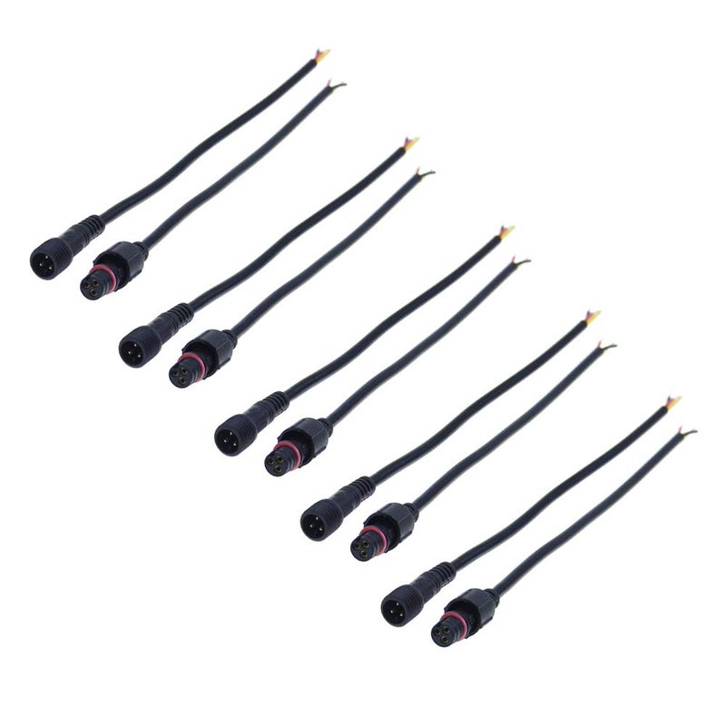 ALITOVE 5 Pairs 3 Pin 3 Core Male Female Plug LED Connector Waterproof IP65 with 20cm 22AWG 3X 0.3mm² Cable for 5V 12V WS2811 WS2812B WS2812 SK6812 SK6812-RGBW Pixel Halloween Christmas Light 14mm Nut - Image 1