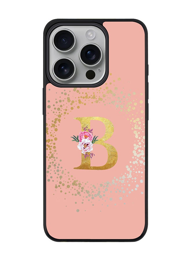 Stylizedd For iPhone 16 Pro Case [Compatible with MagSafe] Slim Magnetic cover Phone Case iPhone 16 Pro -Custom Monogram Floral - B (Rose Pink ) - Image 1