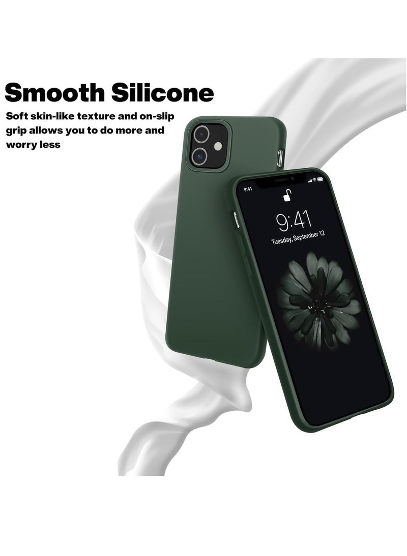 Case iPhone 11 Phone Case Liquid Silicone Soft Gel Rubber Cover Microfiber Lining Anti-Scratch Durable Full Body Shockproof Protective Phone Cases Pine Green - Image 3
