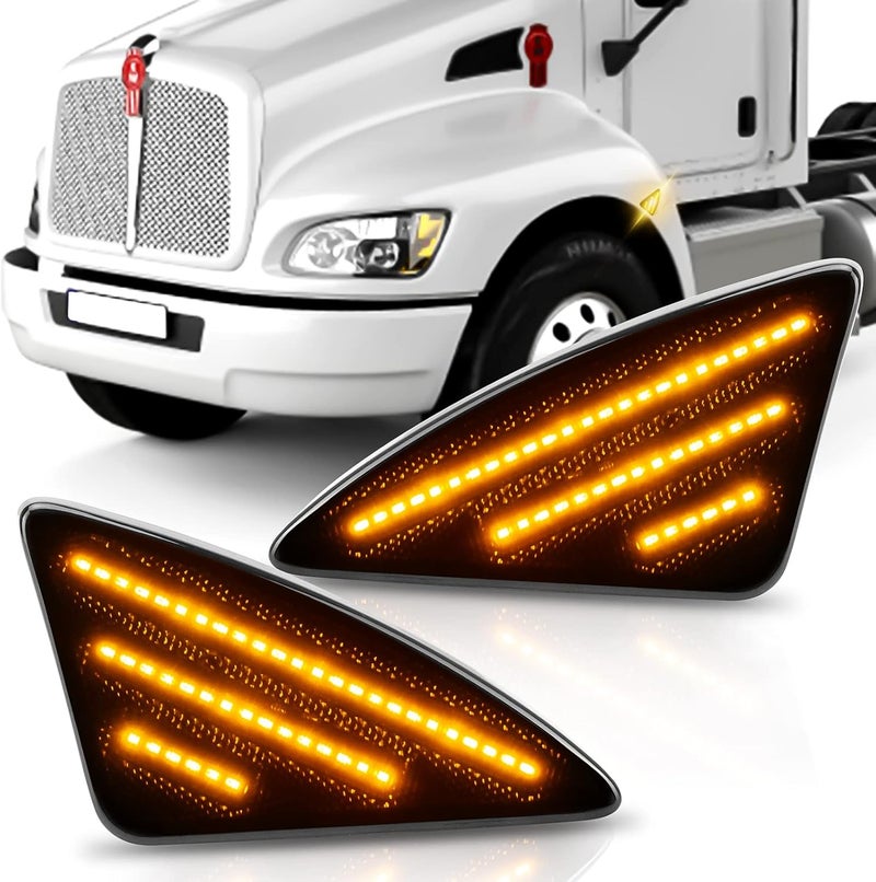 Bestview Side Marker Light Assembly for Kenworth T660 T170 T370 T270 (2008-2021) - Smoked Lens - Image 1