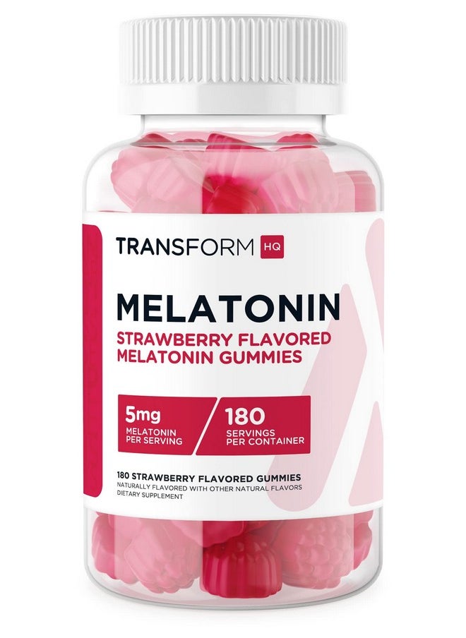 TransformHQ TransformHQ Melatonin (5mg) 180 Gummies, Strawberry Flavored - Gluten Free, Non-GMO  - Image 1
