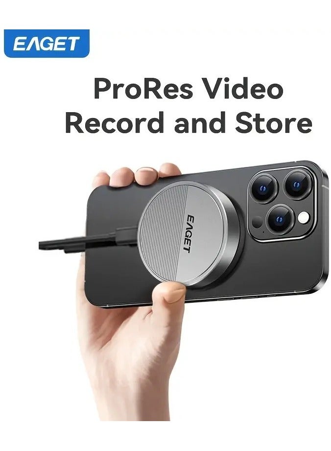 إيجيت حاوية أقراص EAGET المغناطيسية M.2 NVMe لأيفون 15 برو ماكس – محول محمول USB 3.2 Gen2 بسرعة 10Gbps من NVMe إلى PCIe، تصميم معدني مدمج وأنيق مع متانة وتبديد حرارة عالي - Image 2