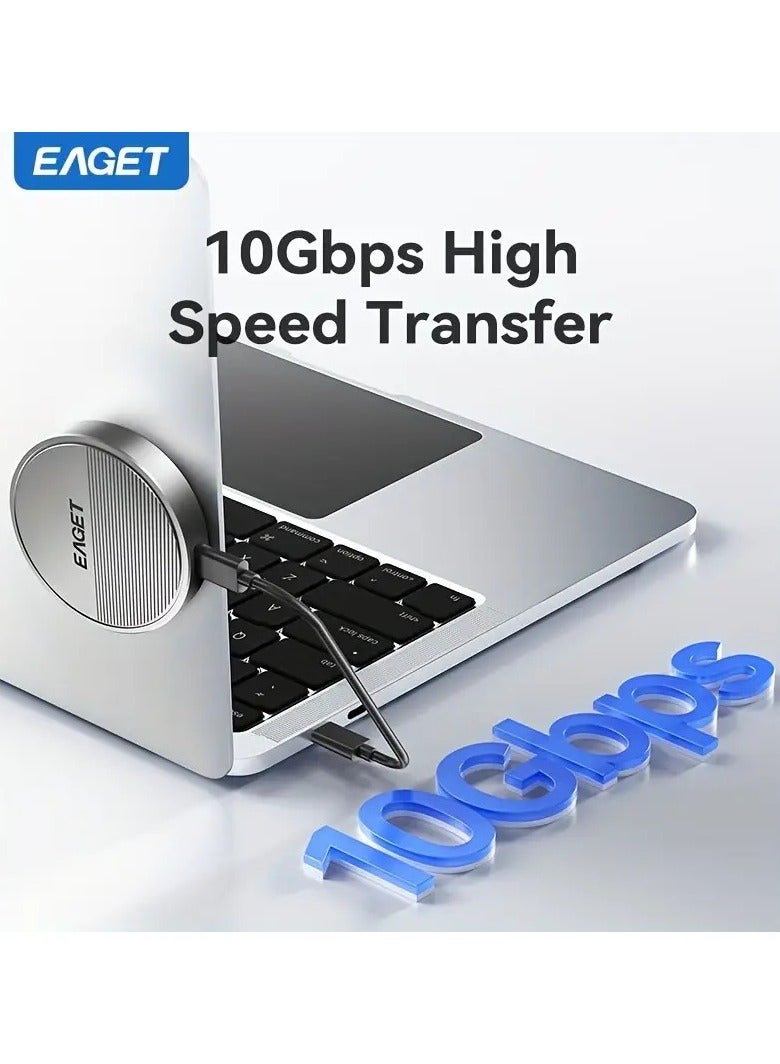 إيجيت حاوية أقراص EAGET المغناطيسية M.2 NVMe لأيفون 15 برو ماكس – محول محمول USB 3.2 Gen2 بسرعة 10Gbps من NVMe إلى PCIe، تصميم معدني مدمج وأنيق مع متانة وتبديد حرارة عالي - Image 4