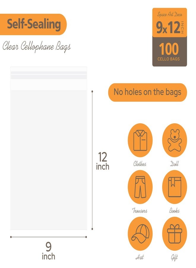 Space Art Deco Self Sealing Cellophane Bags 100 Pack, Acid-Free Crystal Clear Sleeves Storage Bags for 9x12 Art Prints, A4 Letter Sized Documents (Bag Size: 9 1/4 x12 1/4 inches) - Image 2