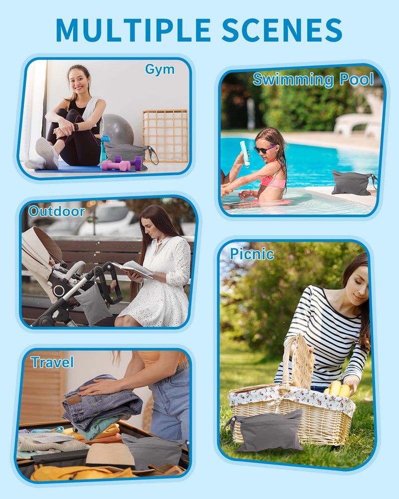 babygoal Wet Dry Bags for Baby Cloth Diapers, Washable Travel Bags, Beach, Pool, Gym Bag for Swimsuits & Wet Clothes with Two Zippered Pockets 2 Pack Small Size 2LNS01 - Image 3