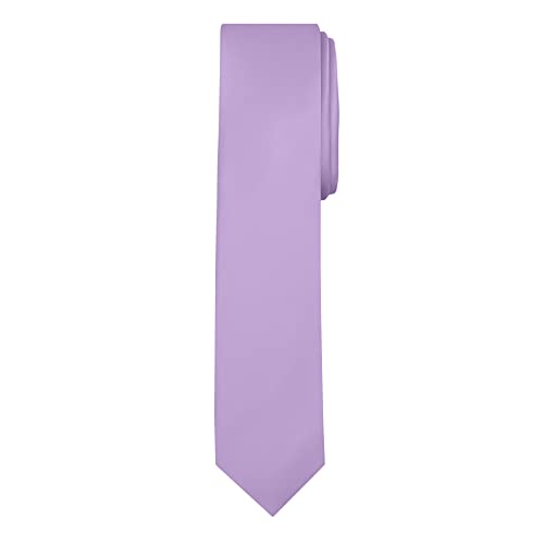 Jacob Alexander Men's Skinny Width 2" Solid Color Tie - Lavender - Image 1