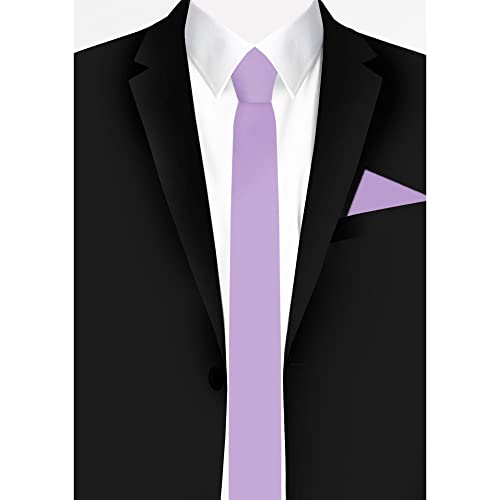 Jacob Alexander Men's Skinny Width 2" Solid Color Tie - Lavender - Image 3