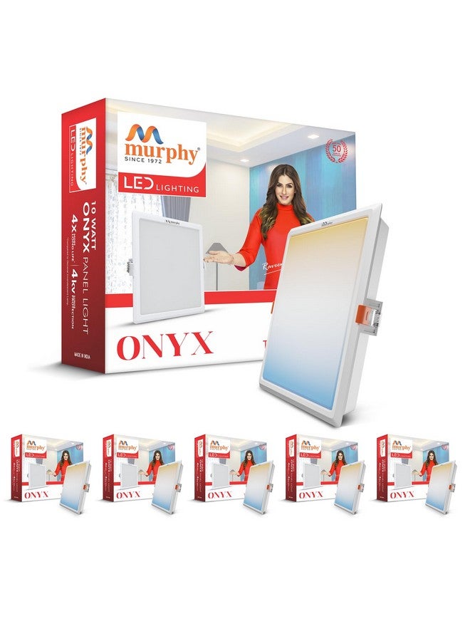 Murphy 10W Recessed Square Trimless LED Panel Light | 3-in-1 Colour Changing - Cool White/Neutral White/Warm White - Pack of 6 - Image 1