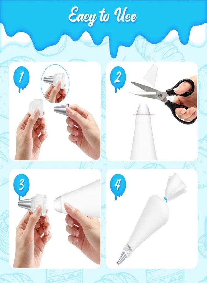 Frapkom Piping Bags and Tips Set, 16 Inch Cotton Reusable 2 Piping Bags, 7 Piping Tips, 2 Couplers, 1 Puff Tip, 1 Brushes, 3 Scrapers. Icing Bags and Tips Set for Cakes/Cupcakes Decorating. - Image 5