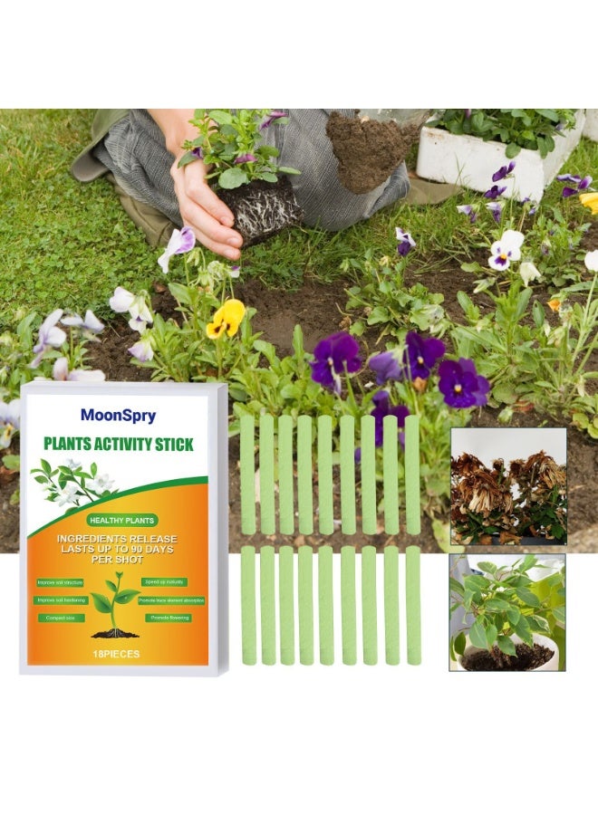 MOONSPRY 18PCS Plant Fertilizer Spikes, Household Flower Fertilizer, Plant Growth Food Spikes For Indoor Outdoor, Growth Plant Food Sticks Continuous Feeding For all Flowering And Foliage Houseplants - Image 1