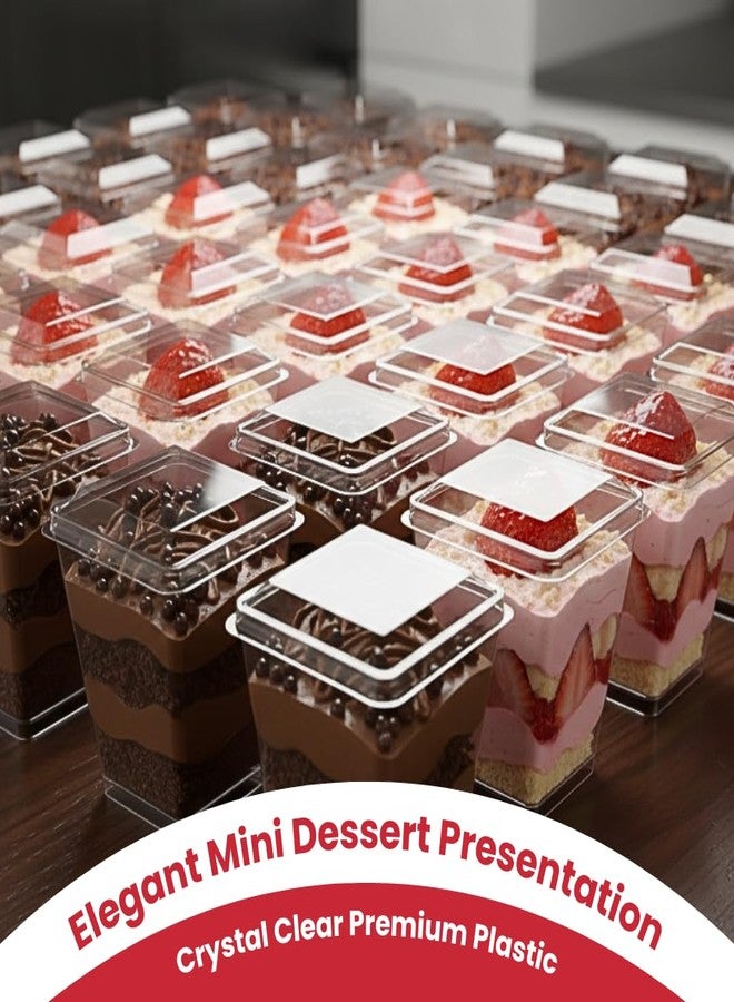 Crystry 100 Pack 5 oz Plastic Dessert Cups with Lids and Spoons Clear Mini Parfait Cups Dessert Shooter Cups for Party Pudding Mousse Tiramisu Trifle Yogurt BPA Free Vasitos para Postres con Tapa - Image 5