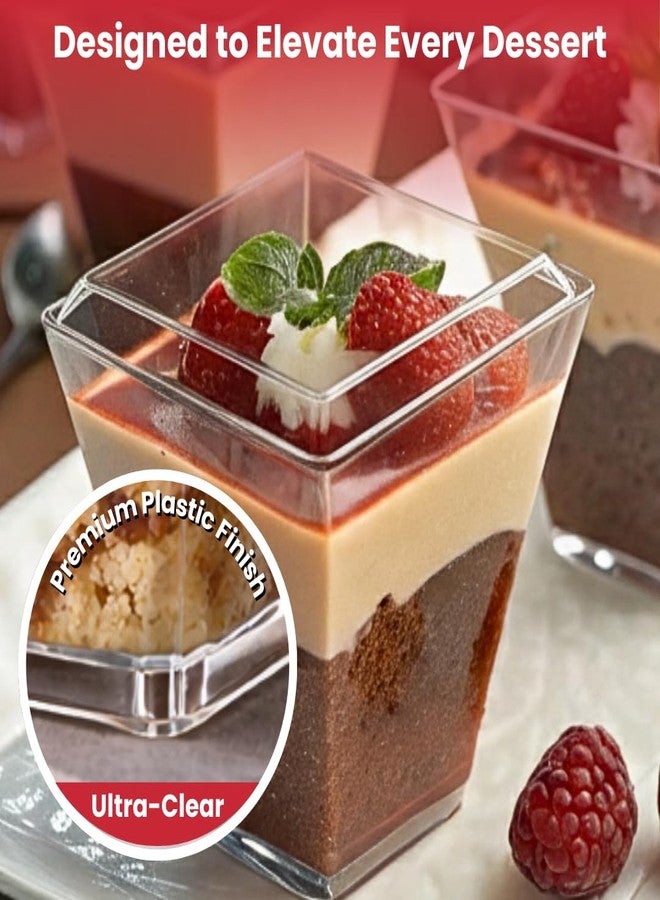 Crystry 100 Pack 5 oz Plastic Dessert Cups with Lids and Spoons Clear Mini Parfait Cups Dessert Shooter Cups for Party Pudding Mousse Tiramisu Trifle Yogurt BPA Free Vasitos para Postres con Tapa - Image 2