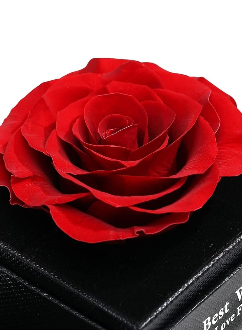 MAOGEDA Preserved Rose with Love Necklace Jewelry Gift Set, Hand-Made Rose Flower Gifts for Her on Mother's Day, Birthday, Valentine's Day, Anniversary, and (Red) - Image 3