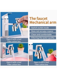 Excefore Faucet Extender, 1080° FilterSwivel Faucet Aerator, Durable Splash Proof Faucet, 2 Types of Water Discharge Model, Multifunctional Robot Arm for Cleaning Eyes/Hair/Face for Kitchen and Bathroom  - Image 3