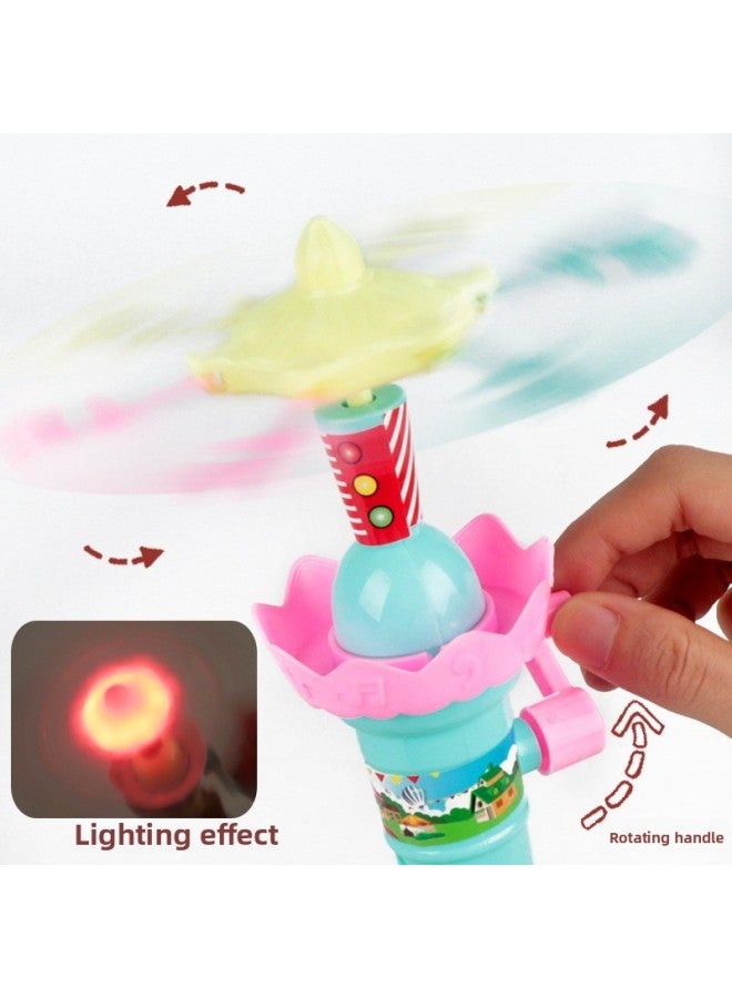 Hand-cranked Carousel Pony Toy Children's Candy Toy Luminous Stall Supermarket Night Market Stall Candy Play-Color:1 Box Frog Lotus Lamp Color Box [12] With Sugar  - Image 3