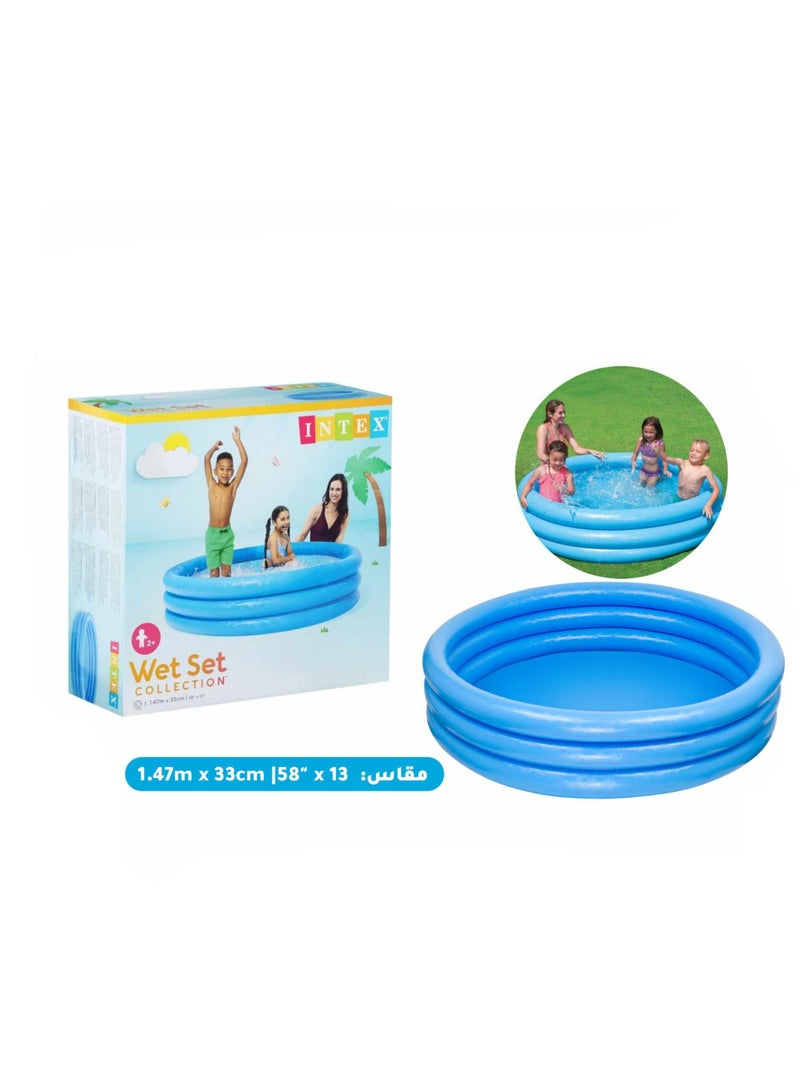 انتكس حوض سباحة خفيف الوزن قابل للنفخ وقابل للطي ومحمول باللون الأزرق الكريستالي 147 × 33 سم