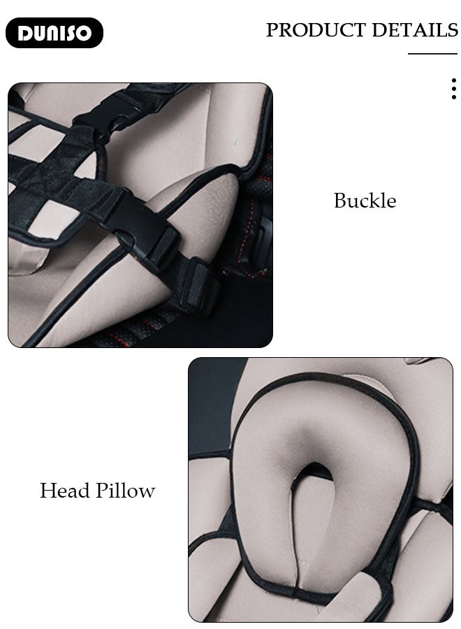 Portable Child Car Safety Chair Safety Seat with Neck Pillow and Five-Point Belt for Kids