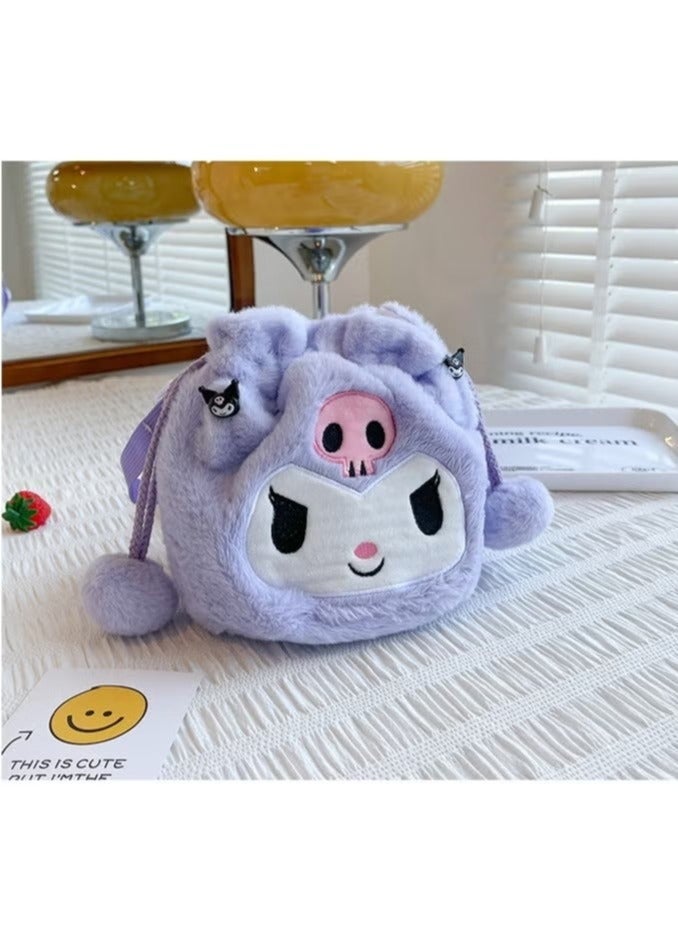 Sanrio Kuromi Shoulder Bag Plush Bag Crossbody Bag Bucket Storage Bag - Image 4
