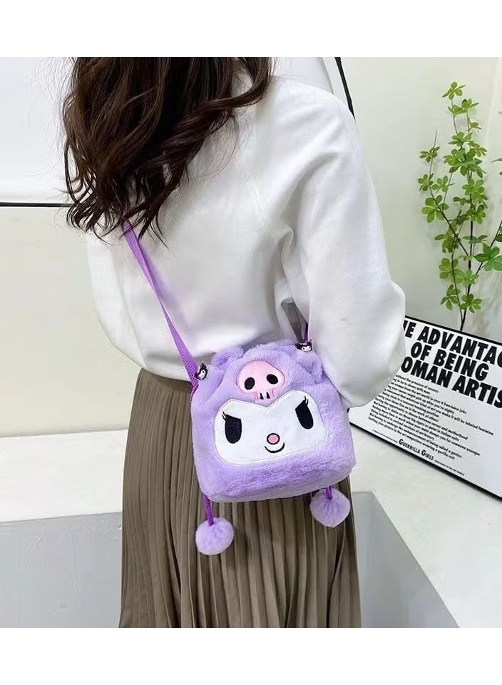 Sanrio Kuromi Shoulder Bag Plush Bag Crossbody Bag Bucket Storage Bag - Image 1