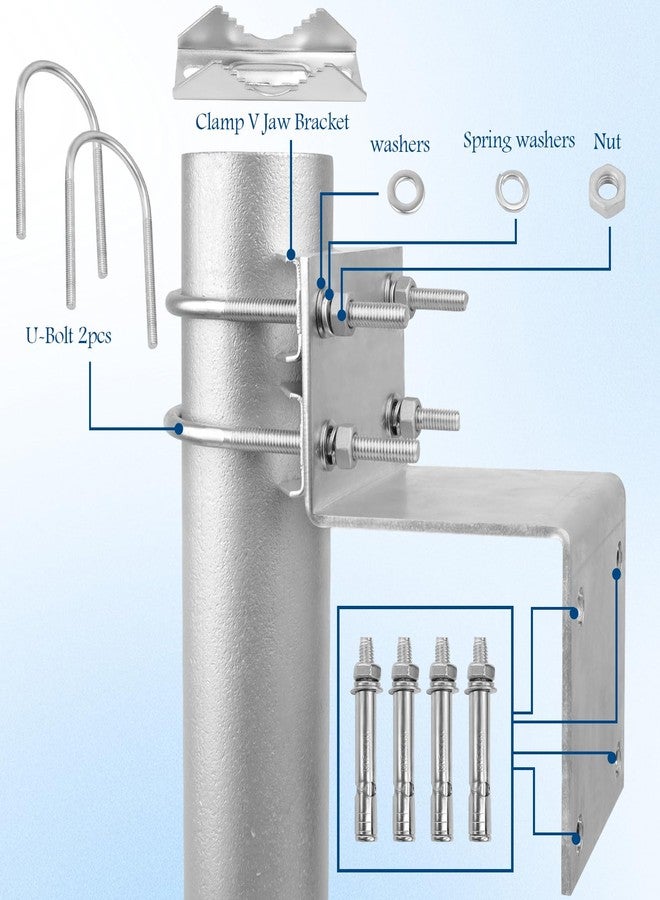 XRDS -RF طقم تركيب هوائي XRDS-RF، حامل هوائي مع مشبك مزدوج على شكل حرف U وقوس على شكل حرف V لحامل هوائي خارجي للمنزل (3 مجموعات) - Image 3