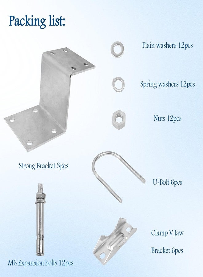XRDS -RF طقم تركيب هوائي XRDS-RF، حامل هوائي مع مشبك مزدوج على شكل حرف U وقوس على شكل حرف V لحامل هوائي خارجي للمنزل (3 مجموعات) - Image 5