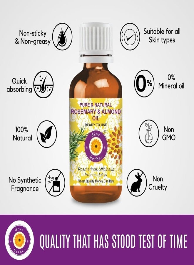 Deve Herbes Rosemary and Almond Oil for Healthy Hair, Scalp and Roots- Pure and Natural 100ml (3.38oz) - Image 3