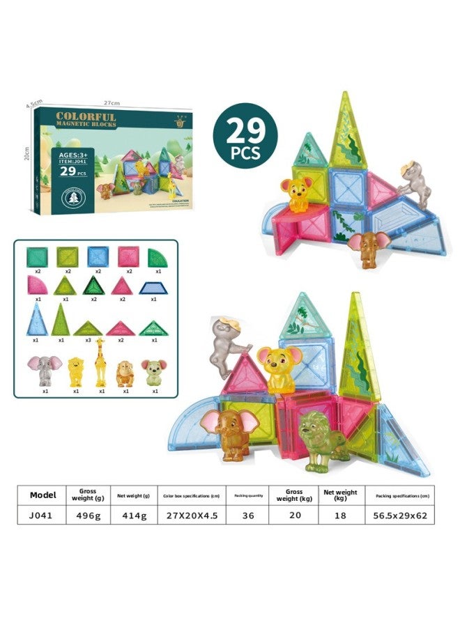 Children's Magnetic Pieces Building Blocks Early Education Forest Animal Magnetic Toys Variety Matching DIY Strong Magnetic Color Window-Color:053 [Animal Magnetic Building Blocks] 175PCS  - Image 4