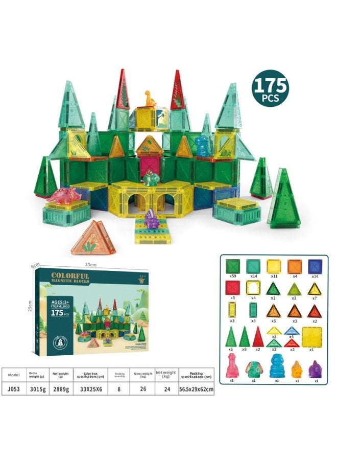 Children's Magnetic Pieces Building Blocks Early Education Forest Animal Magnetic Toys Variety Matching DIY Strong Magnetic Color Window-Color:053 [Animal Magnetic Building Blocks] 175PCS  - Image 1