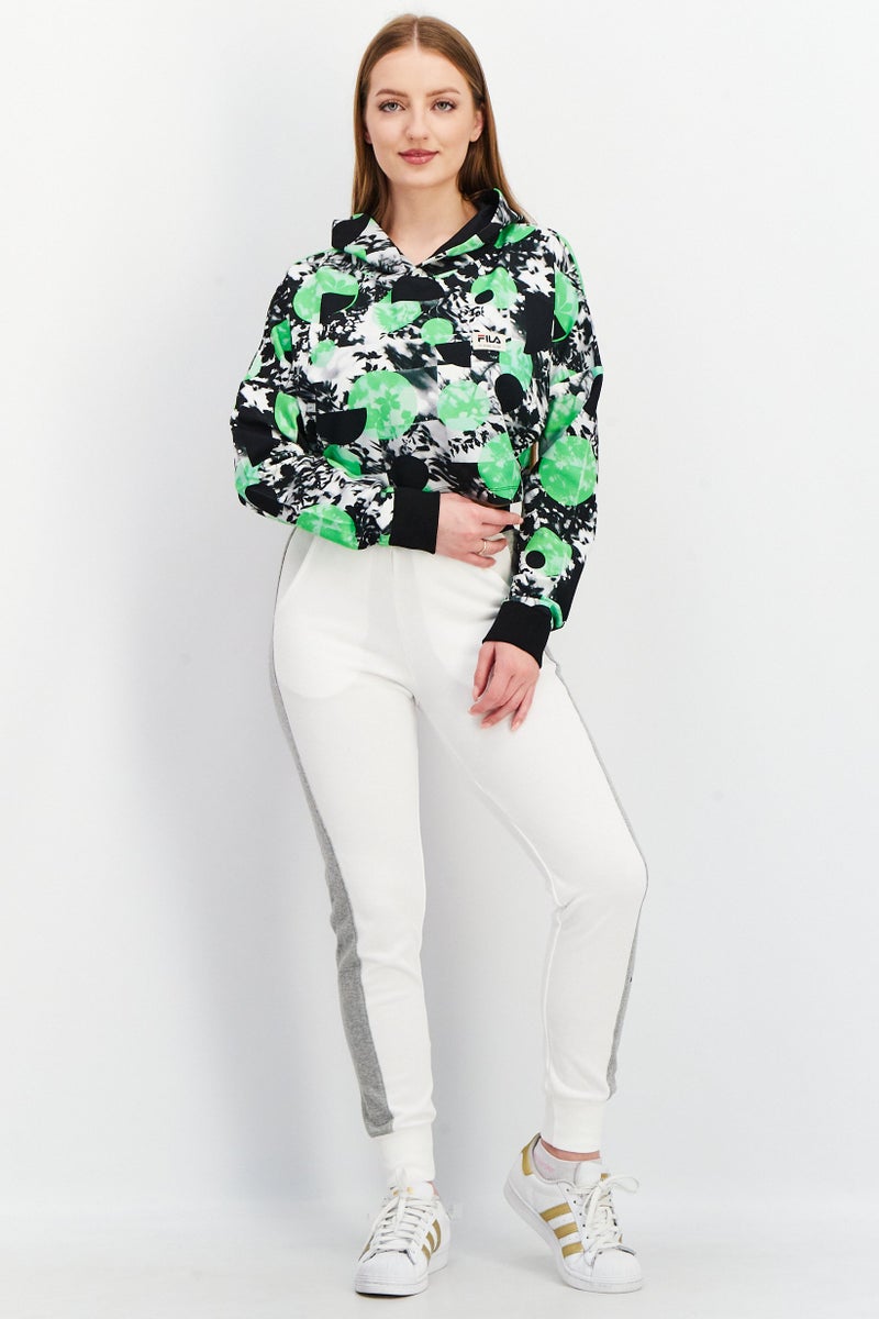 FILA Women Sportswear Fit  Hooded Neck Abstract Printed Sweatshirt, Green Combo - Image 4