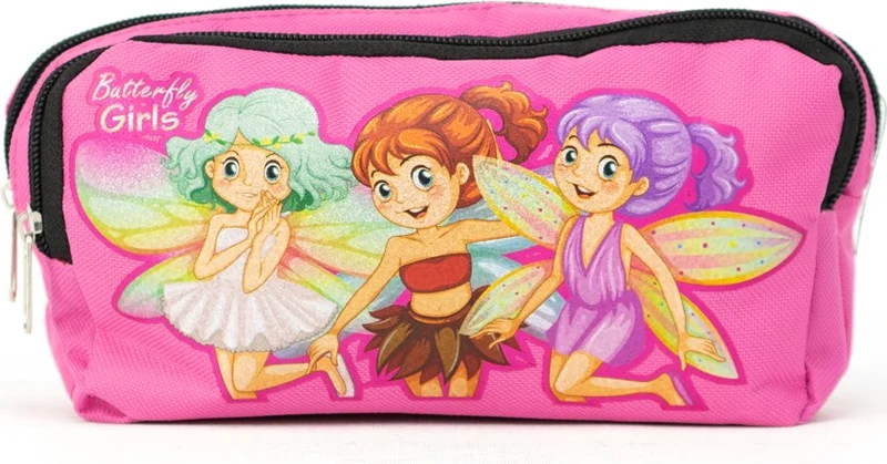 اوبلاند Girls Pencil Case Large Two Compartments Barbie Unicorn Cute Monkey Printed Fabric Durable