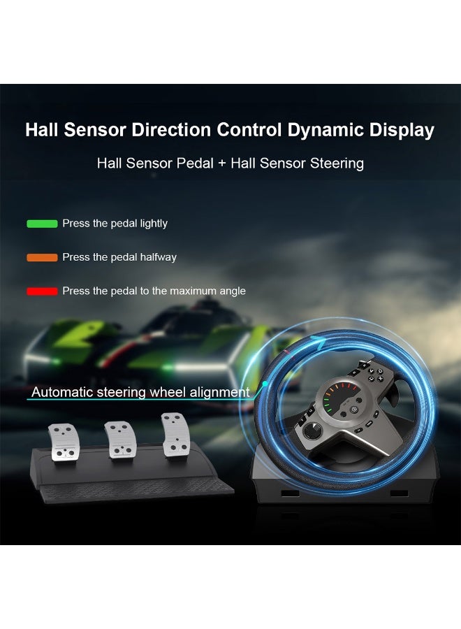 فلاشهوك عجلة قيادة للكمبيوتر، عجلة قيادة رياضية متوافقة مع أجهزة الكمبيوتر وأجهزة الألعاب (USB، زاوية دوران 270 درجة) مع دواسات ثلاثية ووحدة تحكم في تغيير السرعات، متوافقة مع أجهزة Xbox One و Xbox Series X/S و PS4 و PS3 و Switch - Image 5