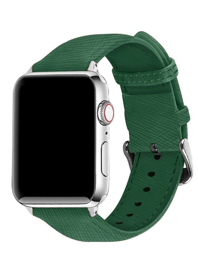 CATANES - Apple Watch Band 41mm/40mm/38mm Premium Leather Band Buckle Strap Wristband Dark Green - Image 1