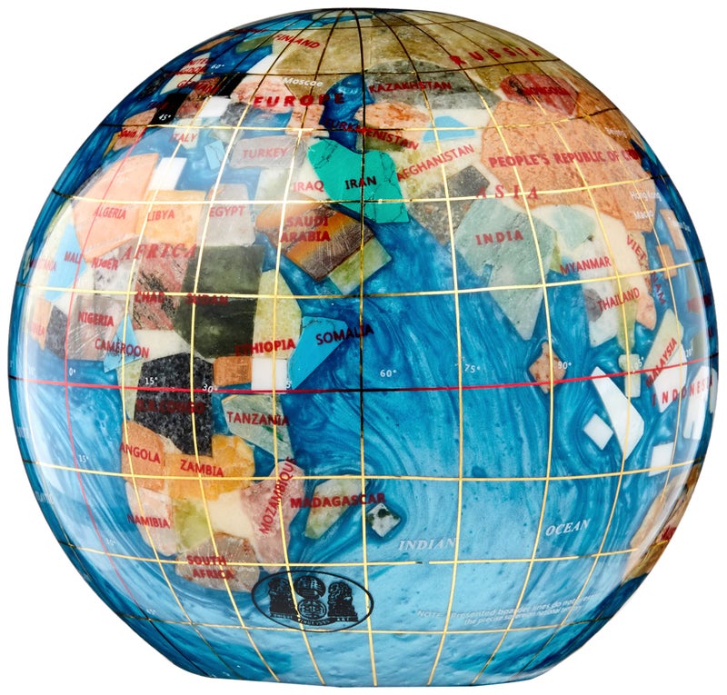 Unique Art Since 1996 Unique Art 4.3" (110 mm) Diameter Gemstone Globe Paperweight Paper weight (Bahama Blue Swirl) - Image 2