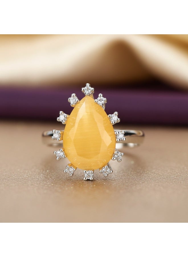 Pretty Precious CZ Adjustable Ring for Women & Girls – Elegant American Diamond Finger Ring, Rhodium or Gold Plated, Comfortable Open Design-Multi - Image 4