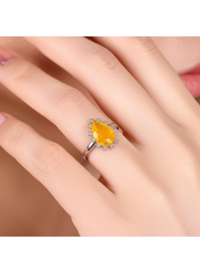Pretty Precious CZ Adjustable Ring for Women & Girls – Elegant American Diamond Finger Ring, Rhodium or Gold Plated, Comfortable Open Design-Multi - Image 2