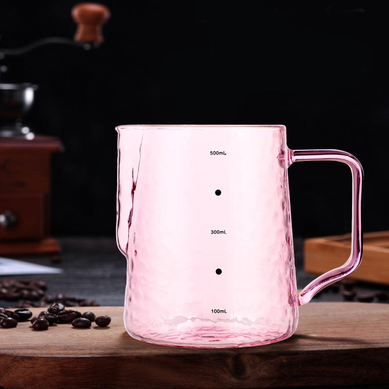 Heat Resistant Glass Coffee Pot And Milk Jug 500ml Hammered Beak Pitcher For Home Cafe - Image 5